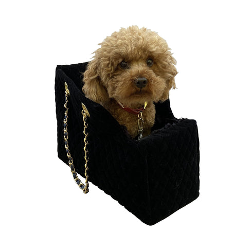 Kate Quilted Dog Carrier Black Velvet