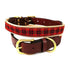 Leather And Ribbon Dog Collar New Red Plaid Size 14