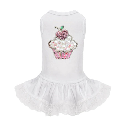 Lil' Miss Cupcake Dog Dress White