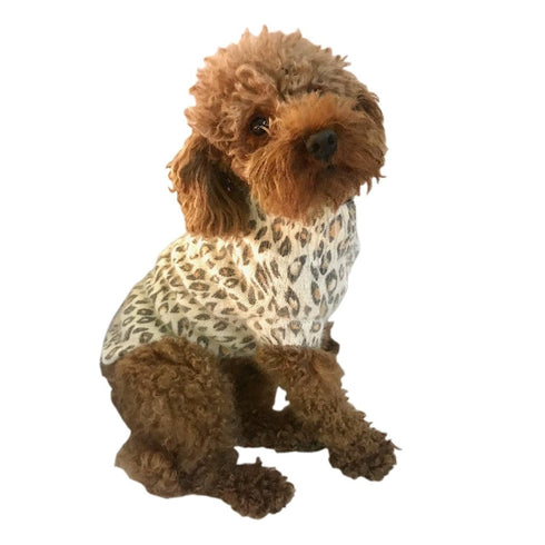 Luxury Mockneck Dog Sweater Snow Leopard