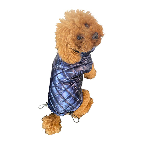 Mercedes Metallic Dog Coat Navy Blue