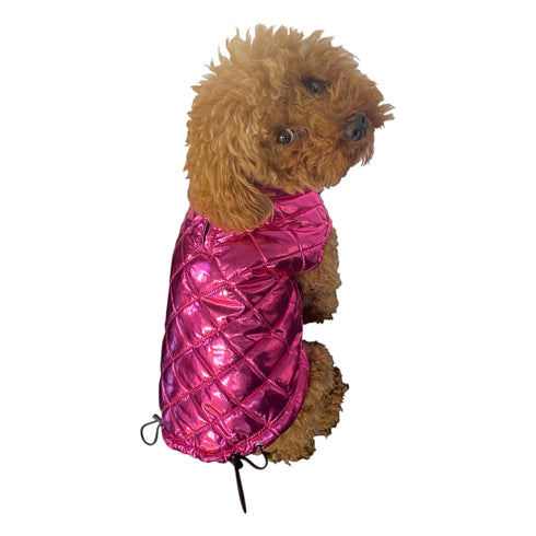 Mercedes Metallic Dog Coat Raspberry