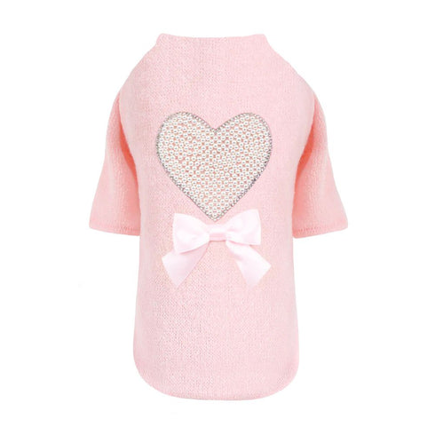 Pearl Heart Dog Sweater Peach
