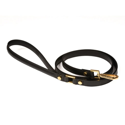 Plain Leather Dog Leash Black