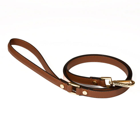 Plain Leather Dog Leash Brown