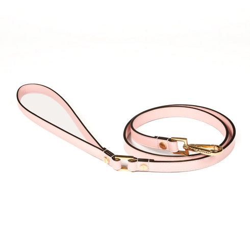 Plain Leather Dog Leash Light Pink