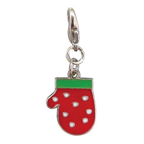 Polka Dots Mitten Enamel Dog Collar Charm