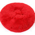 Round Bagel Shag Dog Bed Red