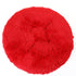 Round Bagel Shag Dog Bed Red
