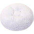 Round Bagel Shag Dog Bed White