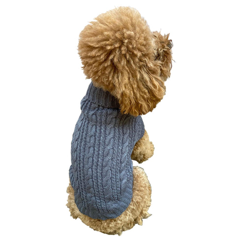 Scottish Cable Knit Dog Sweater Charcoal