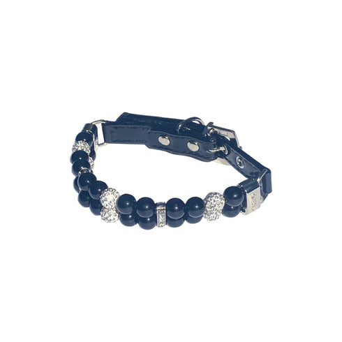 Sparkle & Pearl Dog Collar Black