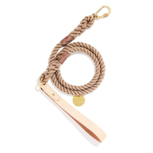 Standard Leather & Rope Dog Leash Natural