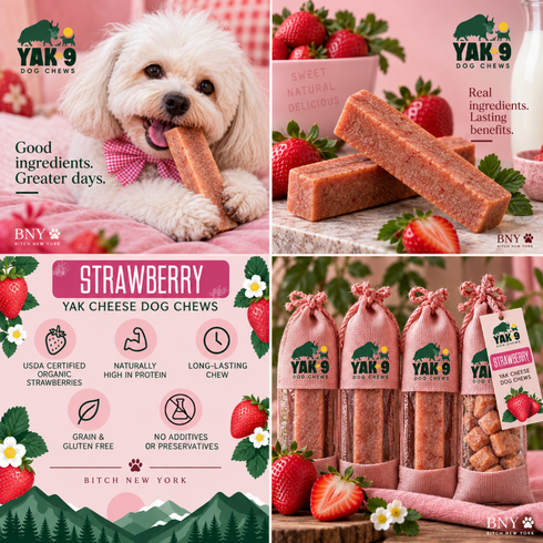 Strawberry Yak Cheese Dog Chews