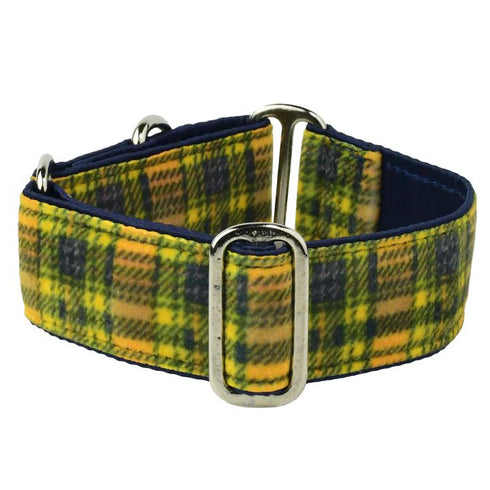 Swiss Velvet Dog Collar Yellow Plaid