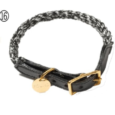 Up-Cycled Rope Dog Collar Black/White