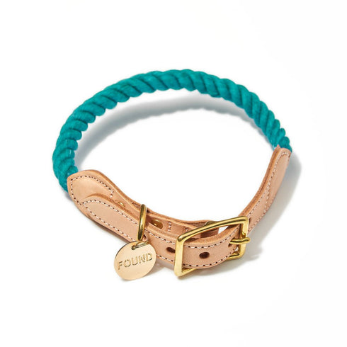 Up-Cycled Rope Dog Collar Teal
