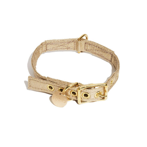 Vintage Cotton Dog Collar Gold