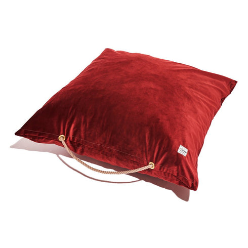 Washable Velvet Dog Bed Burgundy