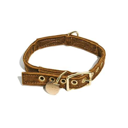 Washable Velvet Dog Collar Brown