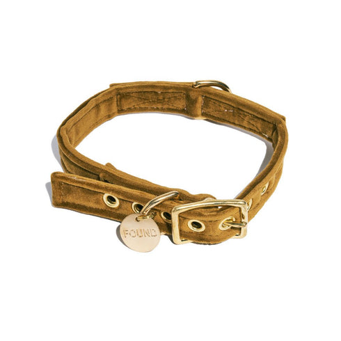 Washable Velvet Dog Collar Ochre