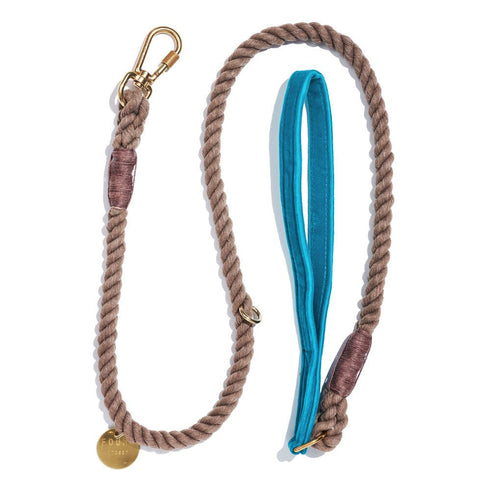 Washable Velvet Dog Leash Aqua