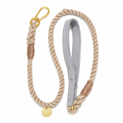 Waxed Cotton Canvas Dog Leash Grey