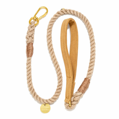Waxed Cotton Canvas Dog Leash Khaki