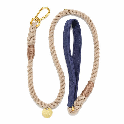 Waxed Cotton Canvas Dog Leash Navy