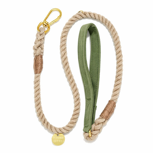 Waxed Cotton Canvas Dog Leash Olive