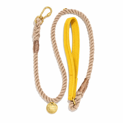 Waxed Cotton Canvas Dog Leash Yellow