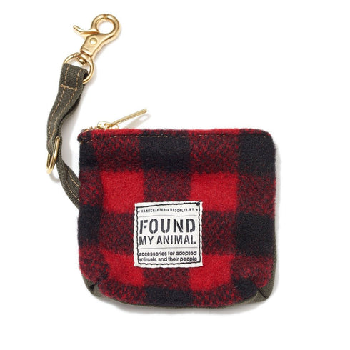 Waxed Cotton Canvas Dog Poop Bag Holder Buffalo Plaid