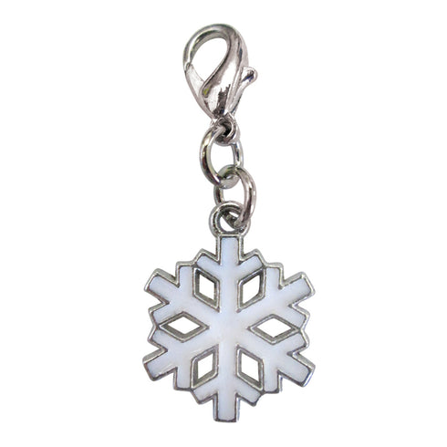 White Snowflake Enamel Dog Collar Charm