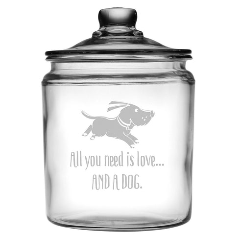 All You Need Glass Dog Treat Jar