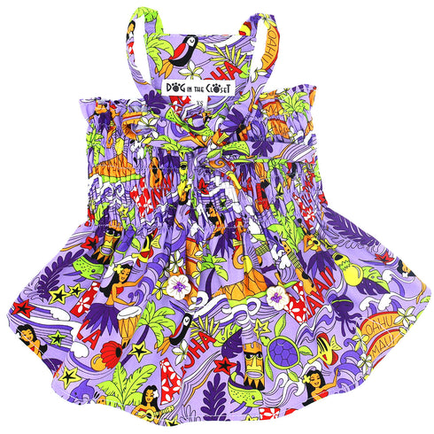 Aloha Purple Hawaiian Dog Dress