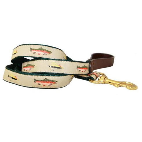 American Traditions Leather And Ribbon Dog Leash Fly Fishing