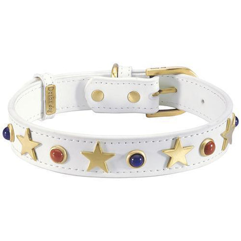 American White Leather Dog Collar