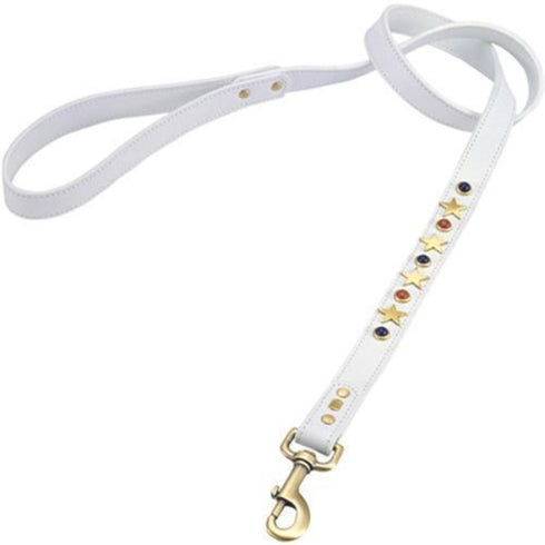 American White Leather Dog Leash