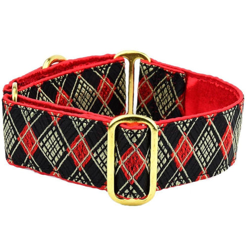Argyle Silk Brocade Dog Collar Black
