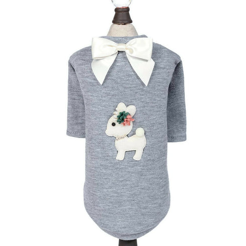 Baby Deer Dog Tee Grey