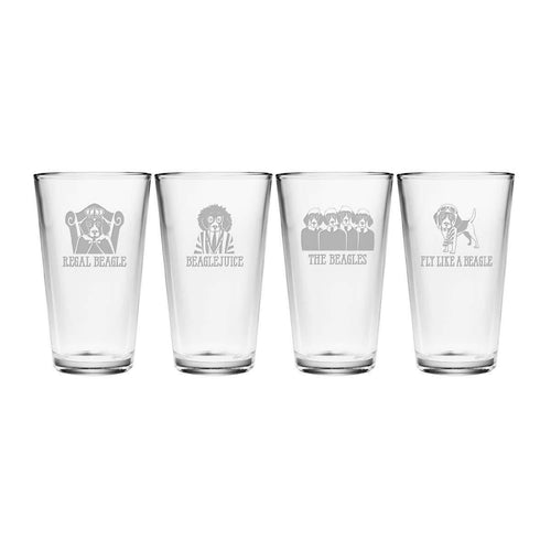 Beagle Assortment Pint Glasses, Set Of 4