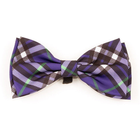 Bias Plaid Purple Dog Bow Tie Large