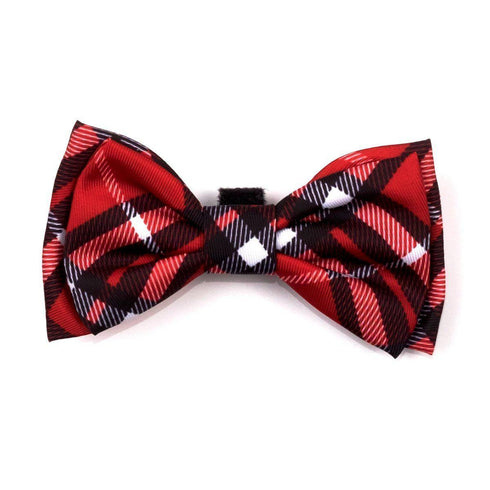 Bias Plaid Red Dog Bow Tie