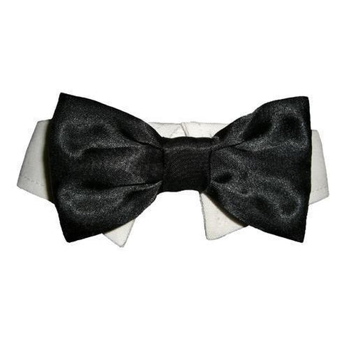 Black Satin Dog Bow Tie Collar
