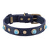 Boho Pearl Blue Leather Dog Collar