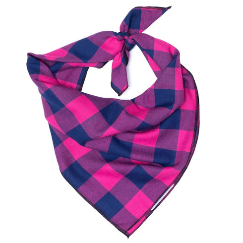 Buffalo Check Dog Bandana Pink/Navy