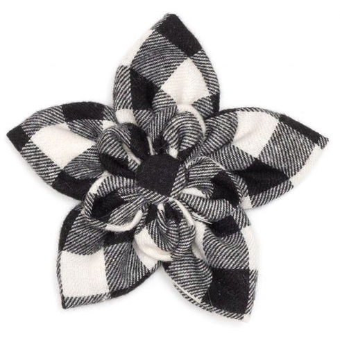 Buffalo Check Dog Collar Flower Black/Off White