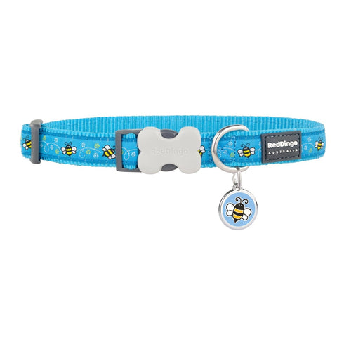Bumble Bee Turquoise Dog Collar/Tag Set