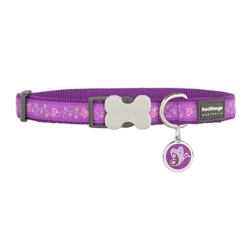 Butterfly Purple Dog Collar/Tag Set
