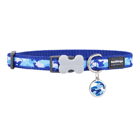 Camouflage Dark Blue Dog Collar/Tag Set